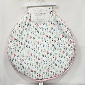 Meadow Dreams Baby Playmat with Border Round White/Pink Amelia Floral 36" X 36"